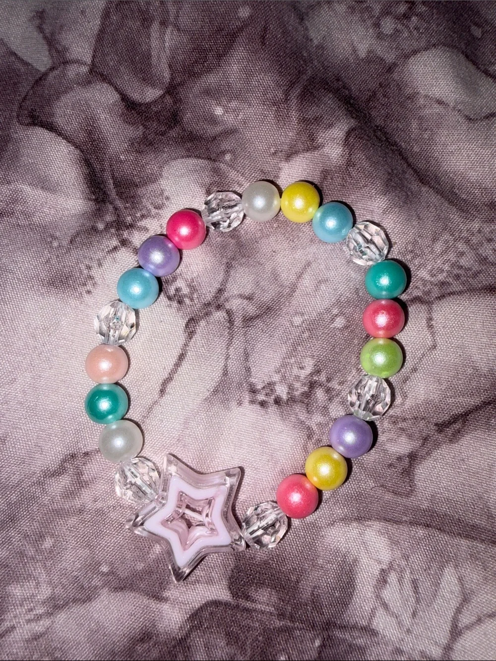 Kids Pastel Flower Bead Stretch Bracelet - Multicolor